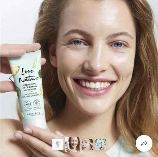 Love Nature Hydrating Face Cream with Organic Aloe Vera & Pineapple 50ml - Image 2