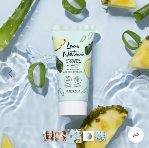 Love Nature Hydrating Face Cream with Organic Aloe Vera & Pineapple 50ml - Image 4